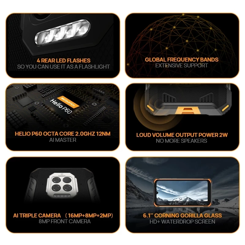 DOOGEE S86 Pro Smartphone 8GB+128GB Infrared Thermometer Mobile Phone 8500mAh 6.1'' Helio P60 Octa Core Waterproof Cellphone