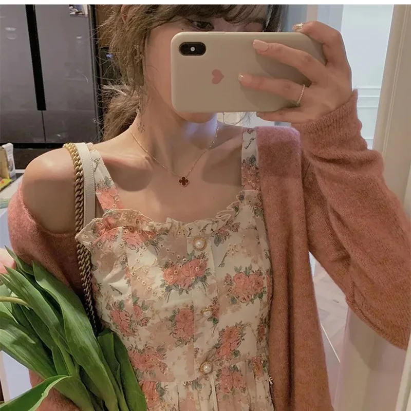 Платье женское пляжное с пышными рукавами элегантное розовое вечернее в