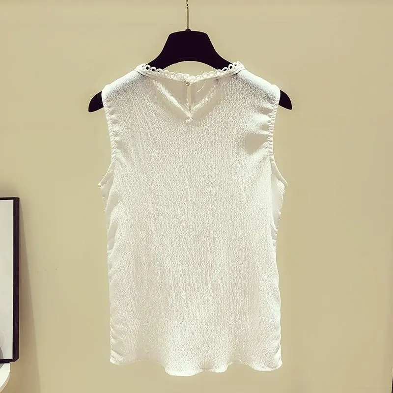 Женская шифоновая блузка с оборками универсальная однотонная кружевная без