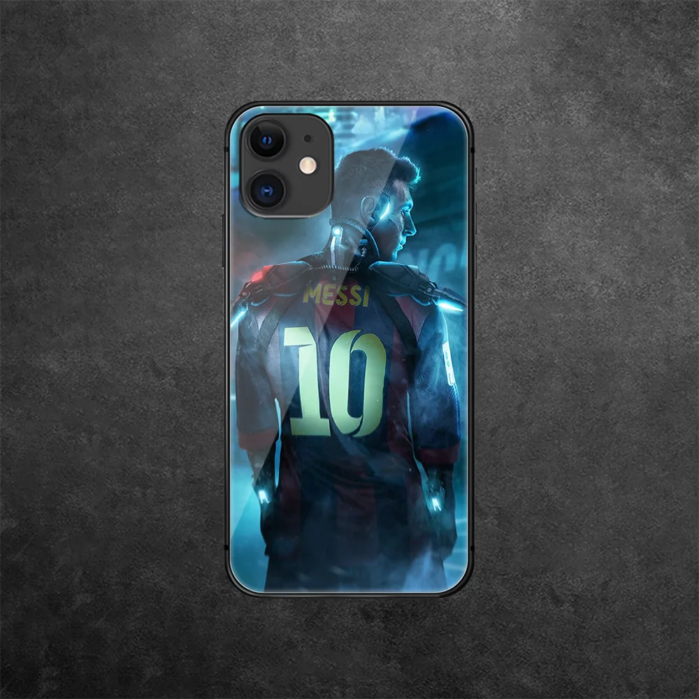 

Messi Football Lionel Soccer 10 Tempered Glass Phone Case Cover For IPhone 5 5S 6 6S 7 Plus X Xs Xr Se 2020 11 12 Pro Max Mini