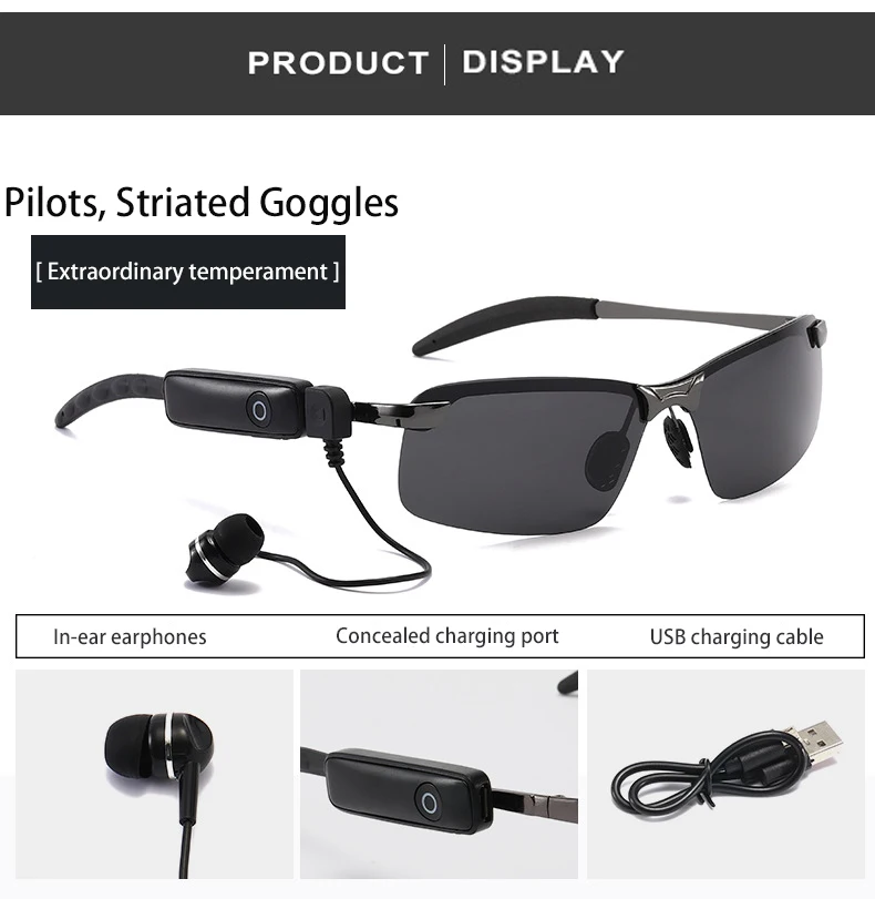 New Brand Designer Intelligent Bluetooth Polarized Sunglasses Men Women Music Driving Sports Headphone Glasses For Man 3047