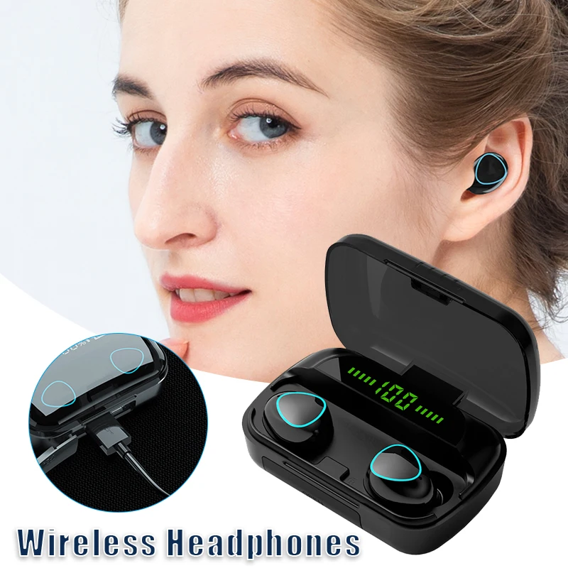 

Беспроводные наушники, совместимые с Bluetooth, водонепроницаемые наушники-вкладыши с цифровым светодиодным дисплеем, наушники-вкладыши с сенс...