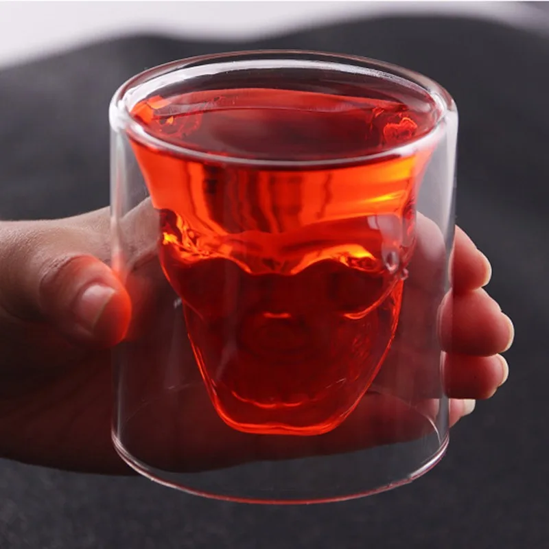 

Coffee Mug Double-Layered Transparent Crystal Skull Head Glass Cup For Household Whiskey Wine Vodka Bar Club Beer Wine Glass