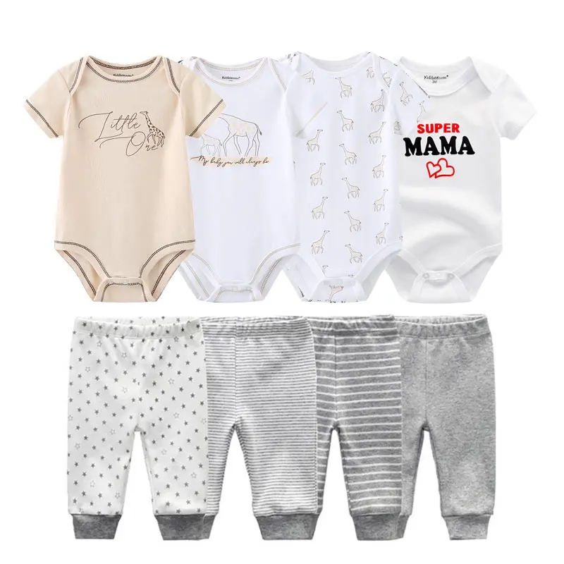

Newborn Unisex Baby Boy Girl Bodysuits Set Short Sleeve Cotton Soft Infant Bodysuits+Pants 0-12M Baby Clothing Set Ropa Bebe