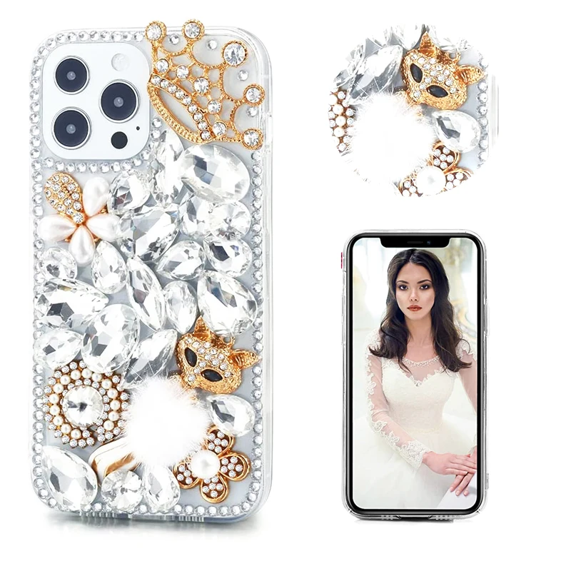 Роскошный чехол для телефона со стразами и короной с блестящими Huawei P50 P20 P30 P40 Pro Lite