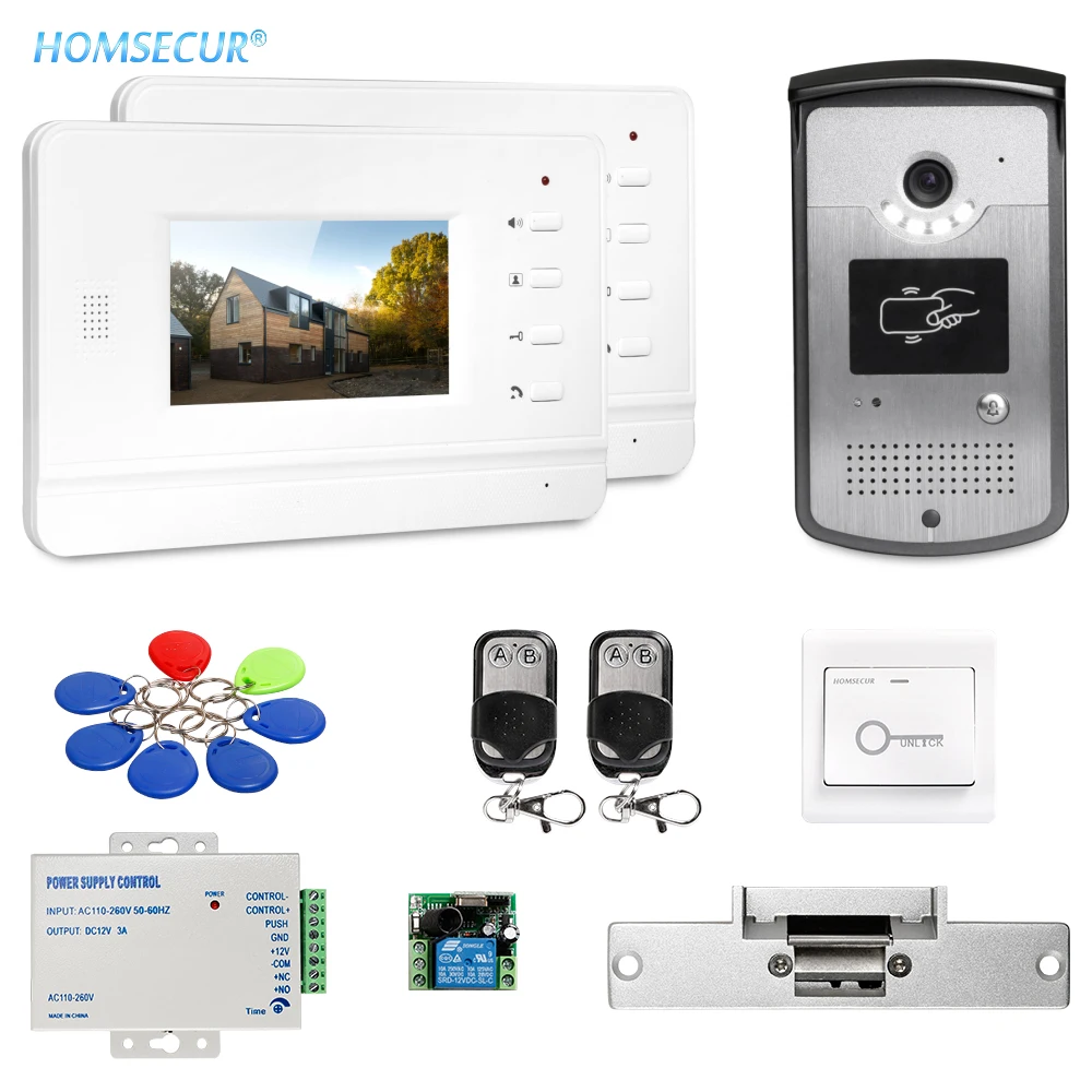 Видеодомофон HOMSECUR 4 3 дюйма система связи свободные руки RFID разблокировка не