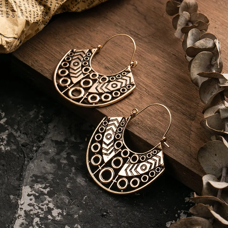 Винтажные богемные Геометрические Роскошные висячие серьги золотого и