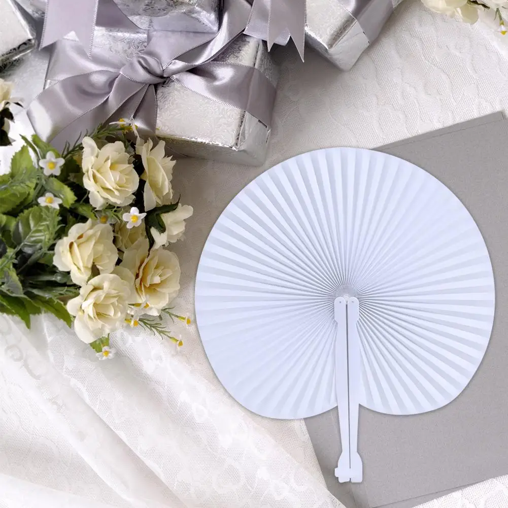 

12pcs/set White Circular Paper Fan White Paper Fan Folding Fan Advertising Fan Group Fan Small Round Fan