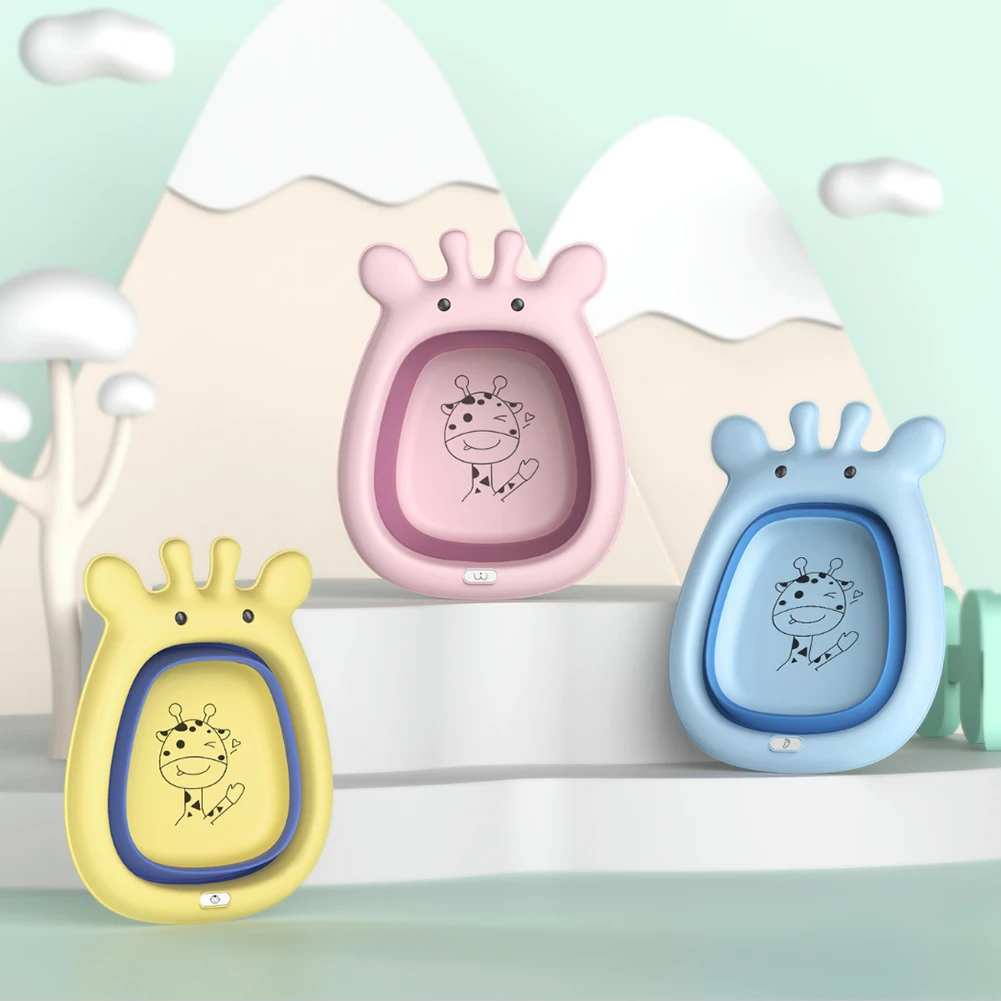 

3pcs/set Convenient Cute For Baby Bathroom Collapsible Wash Basin Travel Portable Outdoor Kitchen Cartoon Plastic Home