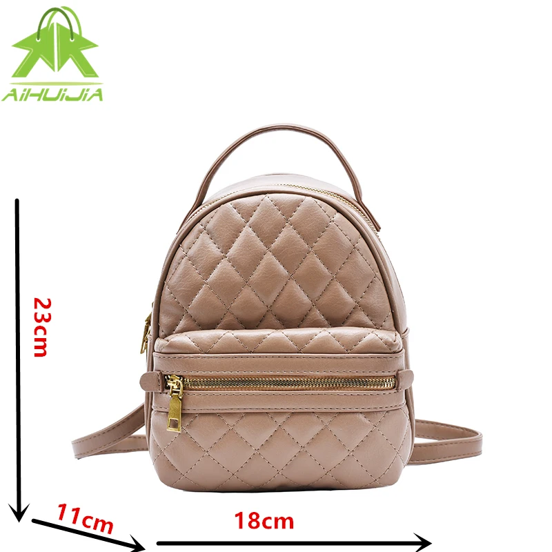 

Fashion Women Solid Color Small Backpack Lingge Maiden Shoulder Bags The New High Quality Pu Leather All-match Travel Tote Bag