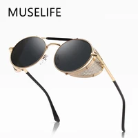 muselife retro round metal sunglasses steampunk men women brand designer glasses oculos de sol shades uv protection
