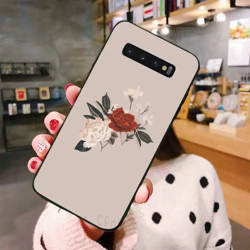 

Passion Red Yellow Pink Rose Sunflower Phone Case For Samsung A50 A51 A71 A20E A20S S10 S20 S21 S30 Plus ultra 5G M11 funda
