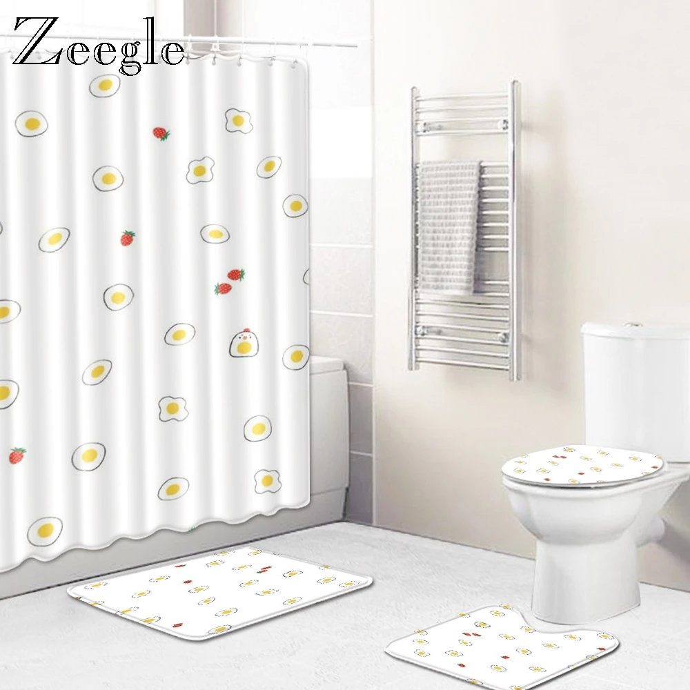 Zeegle 4 шт коврик для ванной Водонепроницаемый душ Шторы сиденье унитаза крышка