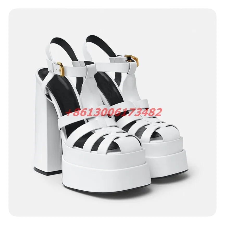 Женские летние сандалии на высокой платформе с закрытым носком и Т-образным