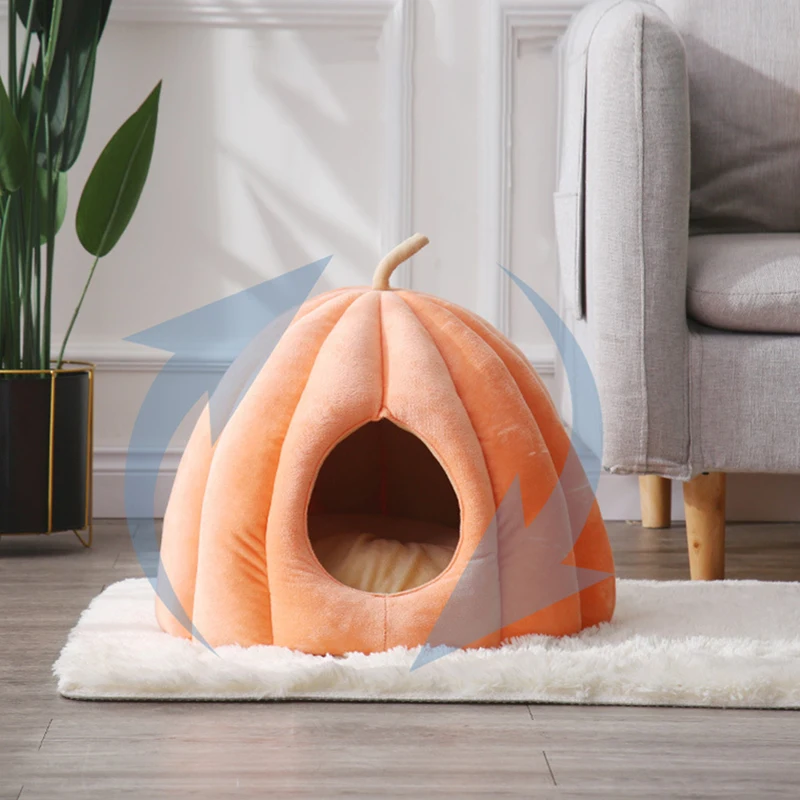 

Cat Dog Bed House Kennel Winter Soft Mat Pumpkin Shape Puppy Kennel Cushion Warm Pet Nest Cave For Cat Dog Pet Sleeping Supplies