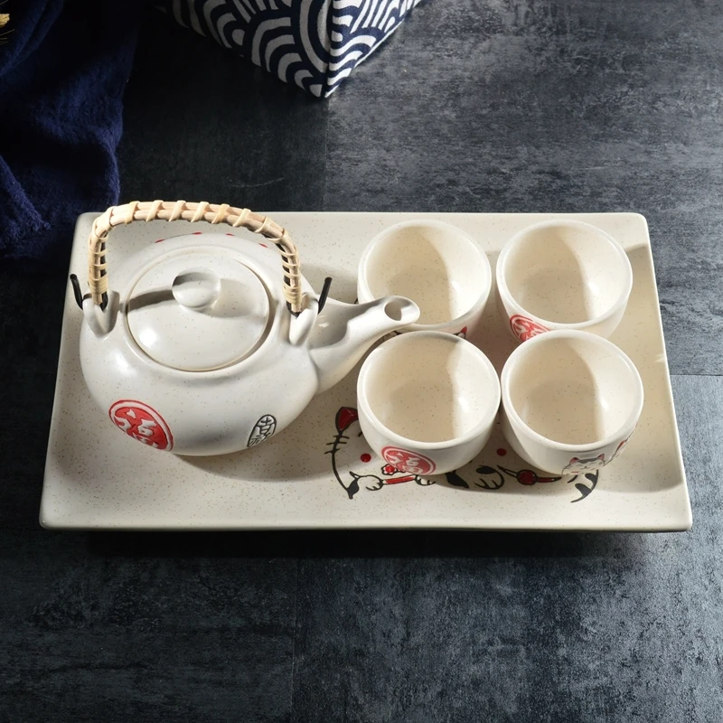 Керамический чайный сервиз с изображением из мультфильма lucky cat японский
