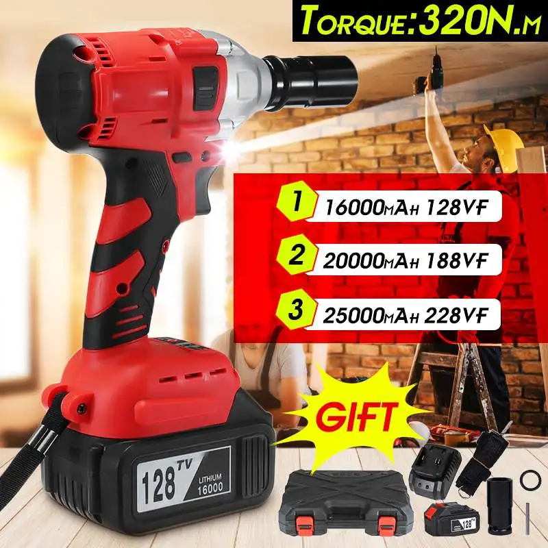 

320Nm Brushless Electric Wrench Cordless Impact Driver Socket Wrench 198TV Battery Hand Drill Installation Power Tools