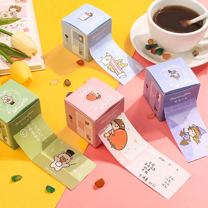

Creative Pull-Out Post-It Notes Cute Kawaii Characters Scrapes Stickers With Adhesive Adhesive Sticky Note Paper Message Note