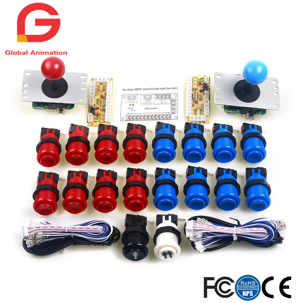 

Classic Arcade DIY Parts 4/8 Way Joystick + Happ type Standard Push Button With Micro Switch For Raspberry Pi,KOF Fighting Stick