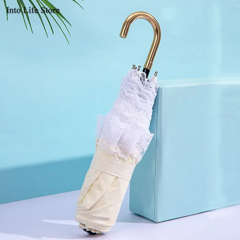 

Ladies Folding Sun Umbrella Beach UV Ladies Lace Umbrella Rain Women Pocket Parasols Luxury Designer Umbrellas Gift Ideas UPF50+