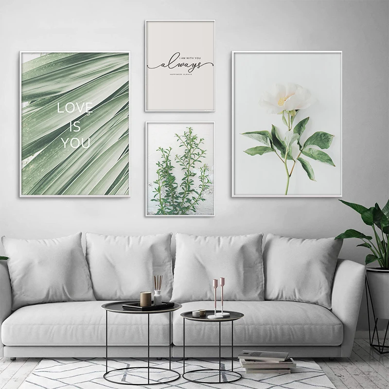 

Modern Peony Flower Green Leaves Phrase Canvas Painting Plant Poster and Print Wall Art Pictures for Living Room Home Decoration