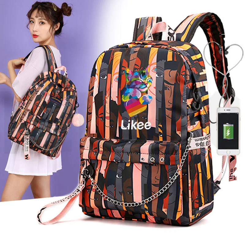 Likee Video App школьный женский рюкзак для спорта на открытом воздухе Bag Softback Zipper Back Pack