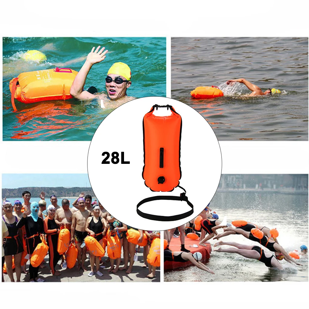 

Swimming Bag Inflatable Swimming Buoy Life Bag Tow Floating Dry Bag Swimming Diving Safety Signal Air Bag Inflate Ring