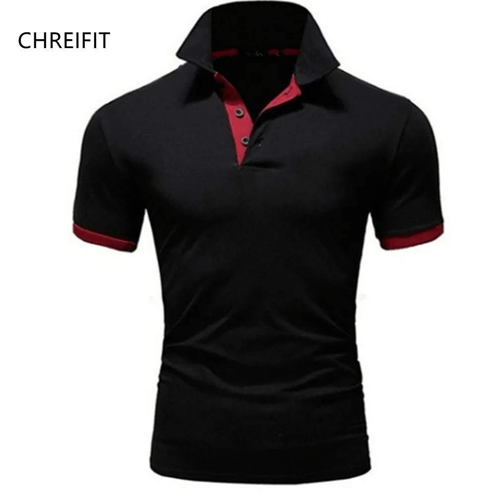 

CHREIFIT 2021Summer Casual Fashion POLO Shirt Men Short Sleeve Turn Down Collar Slim Fit Sold Color Polo Shirt For Men Plus Size