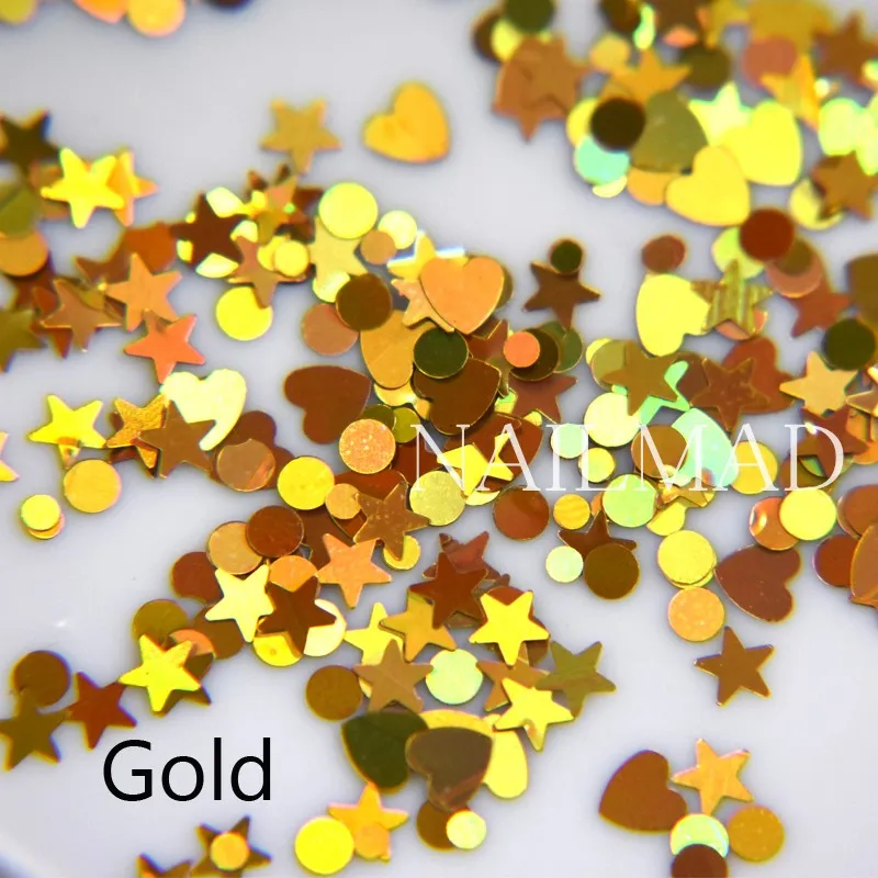 4 5 г/коркор. Блестки для дизайна ногтей смешанные Звезды Луна Акриловые Блестящие