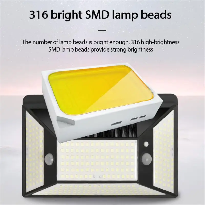 

NEW 316LED Solar Lamps Human Body Induction Wall Light Outdoor Waterproof Street Lamps For Household Garden Corridor
