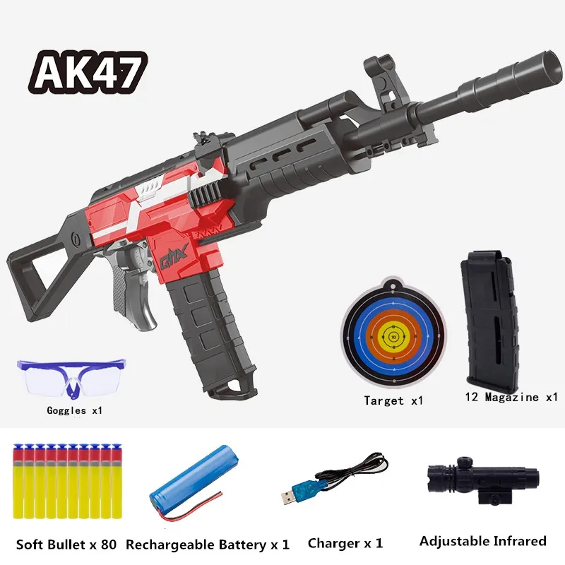 Новый AK47 Электрический взрыв мягкой пулей пистолет костюм для Nerf пуля игрушечный