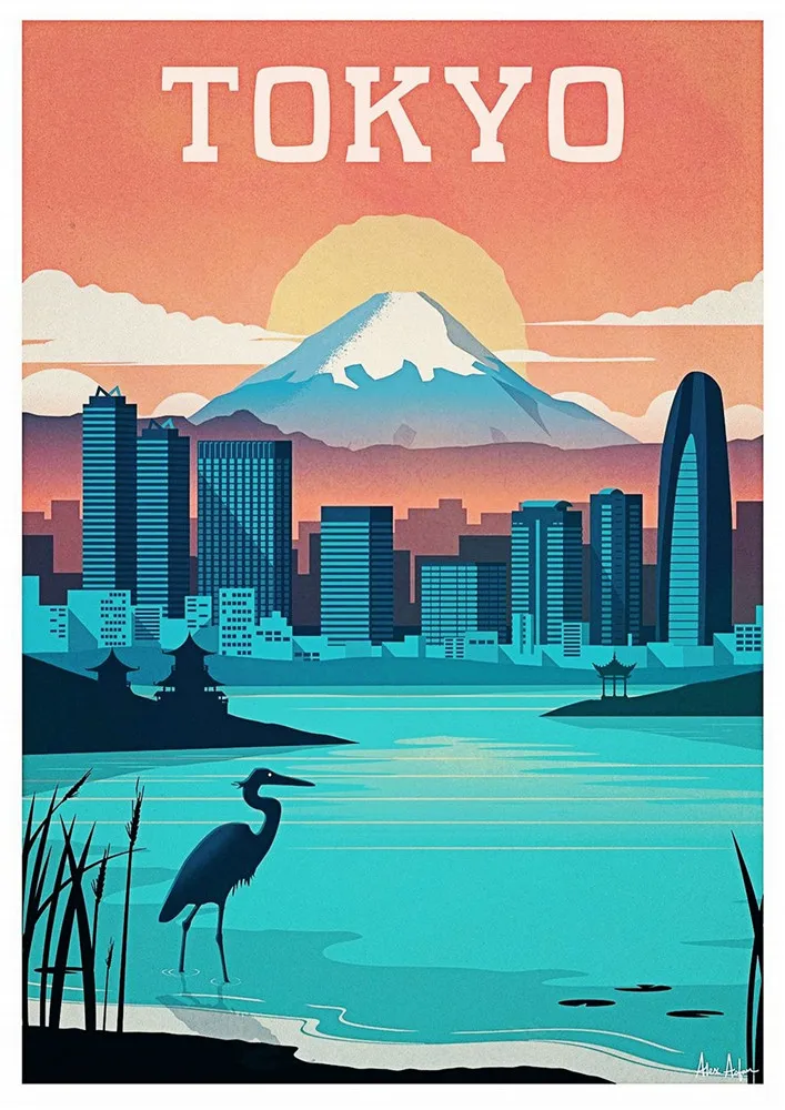 

New Hot Tourism World Travel City Minimalist Travel Posters Vintage Travel Amsterdam Lisbon coated poster Print Wall Art Decor