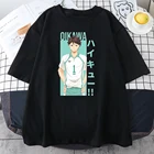 Футболка мужская большого размера Haikyuu Oikawa tooro, модная брендовая свободная черная футболка в стиле хип-хоп, с графическим принтом, на лето