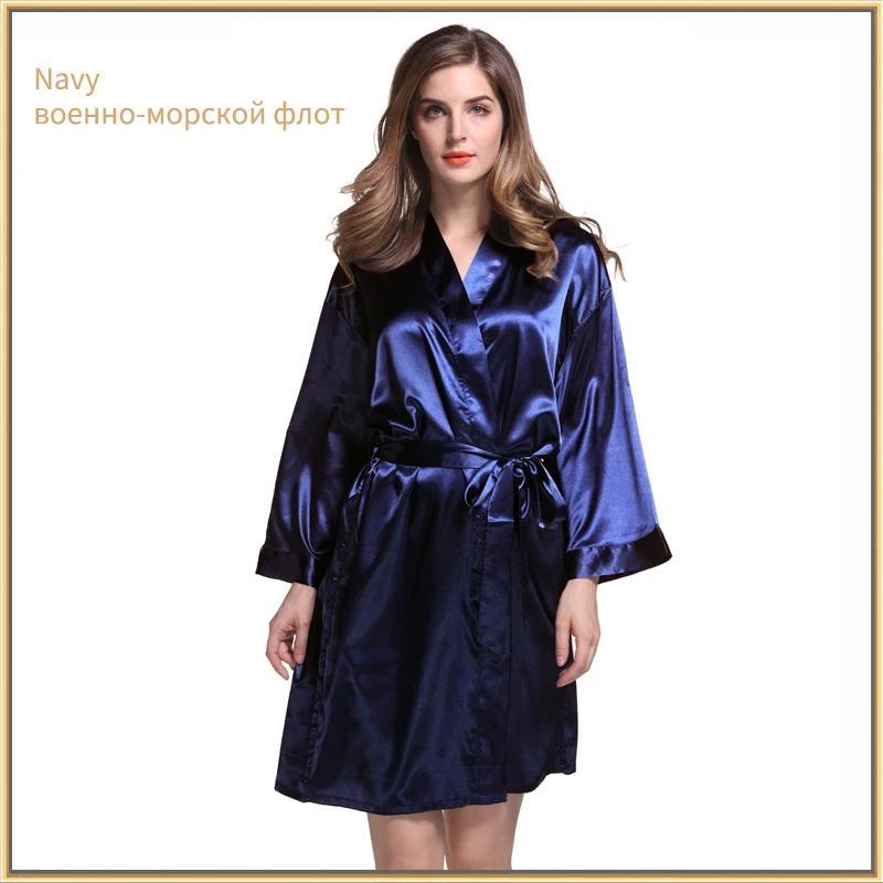 Женское атласное свадебное кимоно халат для невесты халаты подружки Пижамный