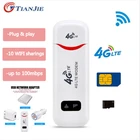 TIANJIE разблокированный LTE Wi-Fi роутер 3G4G модем USB точка доступа беспроводной Sim-карта Dongle Карманный автомобильный Wi-Fi сетевой Стик широкополосный