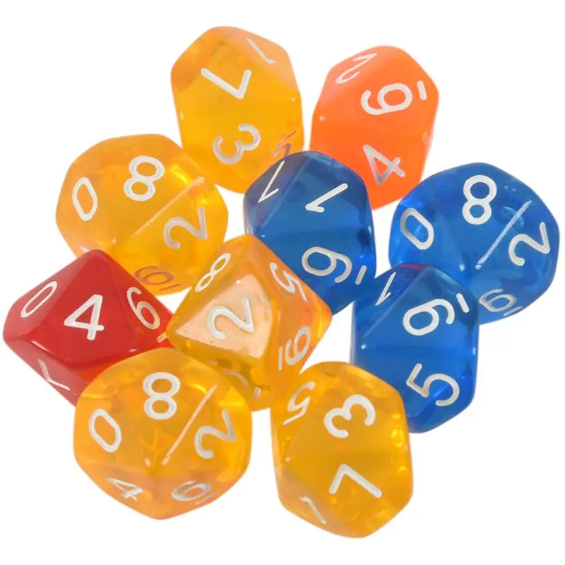 10-Dices D10 10-сторонняя игральная кость из драгоценного камня для РПГ Подземелья и Драконы настольные игры прозрачный желтый