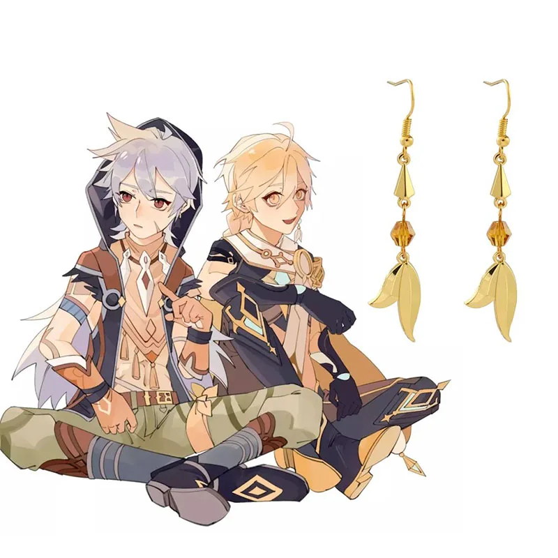 

Genshin Impact Reze Earrings Anime Cosplay Crystal Leaves Drop Earrings for Women Fashion Jewelry New Year Gifts