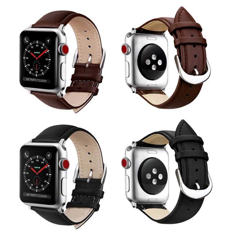 Ремешок кожаный для Apple Watch Band 38 мм 40 42 44 черный коричневый браслет iWatch Series 5/4/3/2/1 |