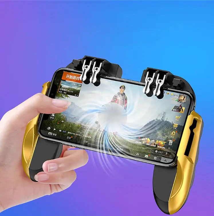 Gold PUBG мобильный контроллер геймпад с охлаждающим вентилятором для iOS Android для samsung Galaxy 6 Пальцы управление джойстик кулер - Цвет: Gold
