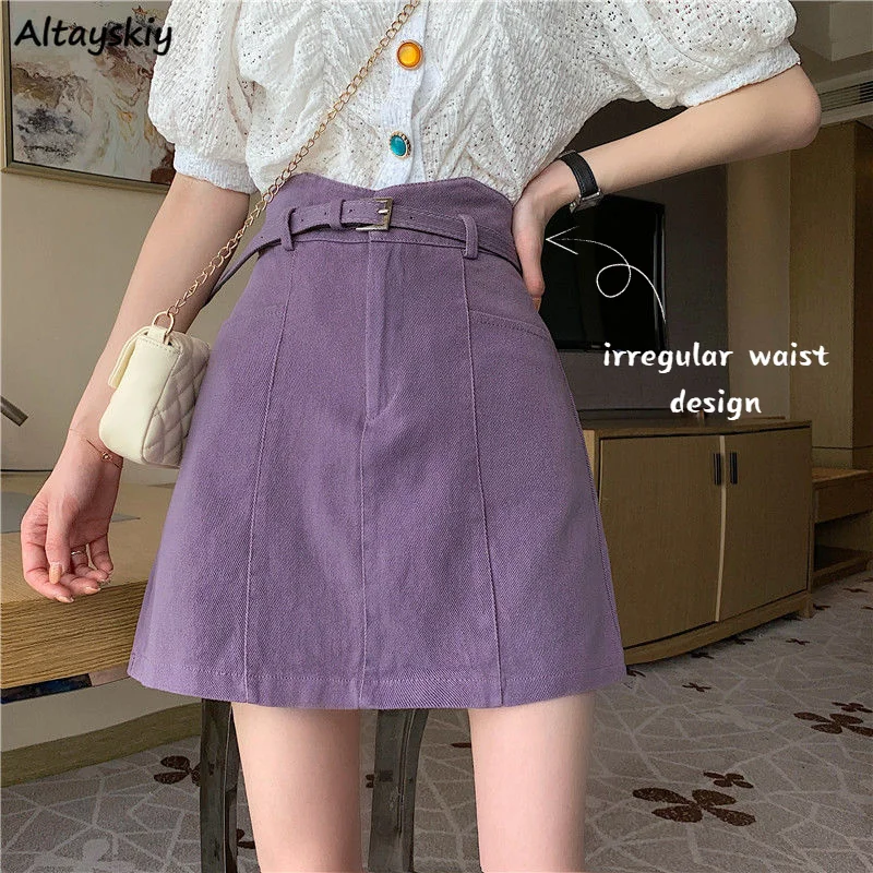 

Women Denim Skirts Summer Empire All-match Slim A-line Solid Ins Fashion Slim Stylish Daily Breathable Girls Retro Korean Style