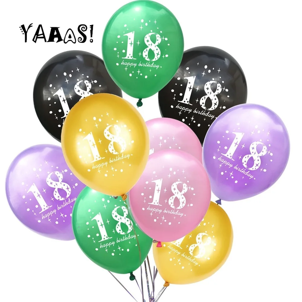 Яаас! 10 шт 12 дюймов латексные шары с днем рождения воздушные 18 лет юбилей