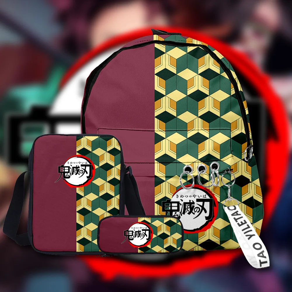 

Three-piece Suit Backpacks Japan Anime Demon Slayer 3D Print Men Bags Kimetsu No Yaiba Tomioka Giyuu Mochila Cosply School Bags