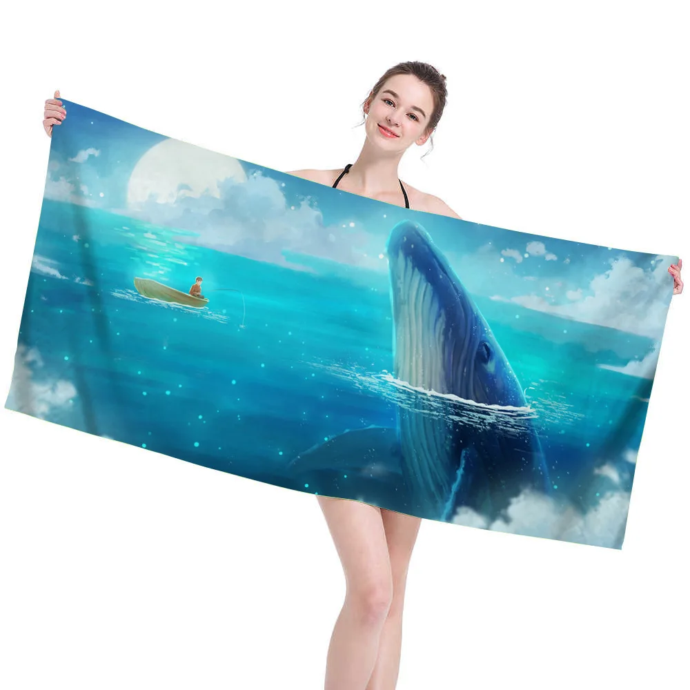 

Dolphing Printing Series Large Beach Towels 200 Cm Sand Free Quick Dry Beach Towels Swimming Fitness Yoga Bath Towels for Woman