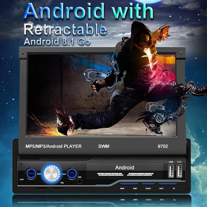 Автомагнитола SWM 9702 1Din Android 8 1 7-дюймовый ручной выдвижной сенсорный экран стерео