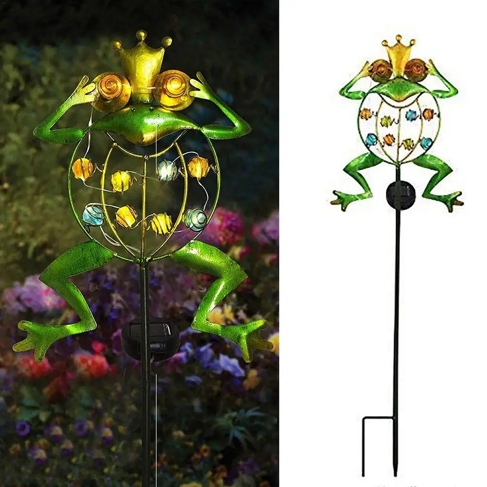 

Металлический светильник на солнечной батарее, мультяшная Милая лягушка, животное, уличное украшение, декоративный светильник для сада, дв...
