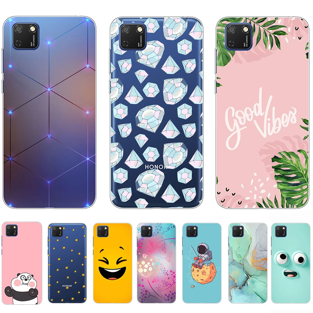 

Silicon Case for Honor 9S 5.45inch Cute Cartoon Transparent Luxury Shell Phone Cover Coque Bumper Anti-fall Protection DUA-LX9