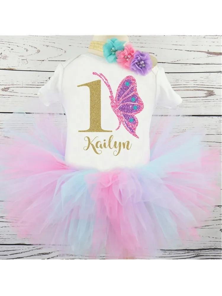 

Personalize Pastel Rainbow Character birthday party Ribbon Tutu Outfit flower girl Baby shower Princess Birthday Tutu set