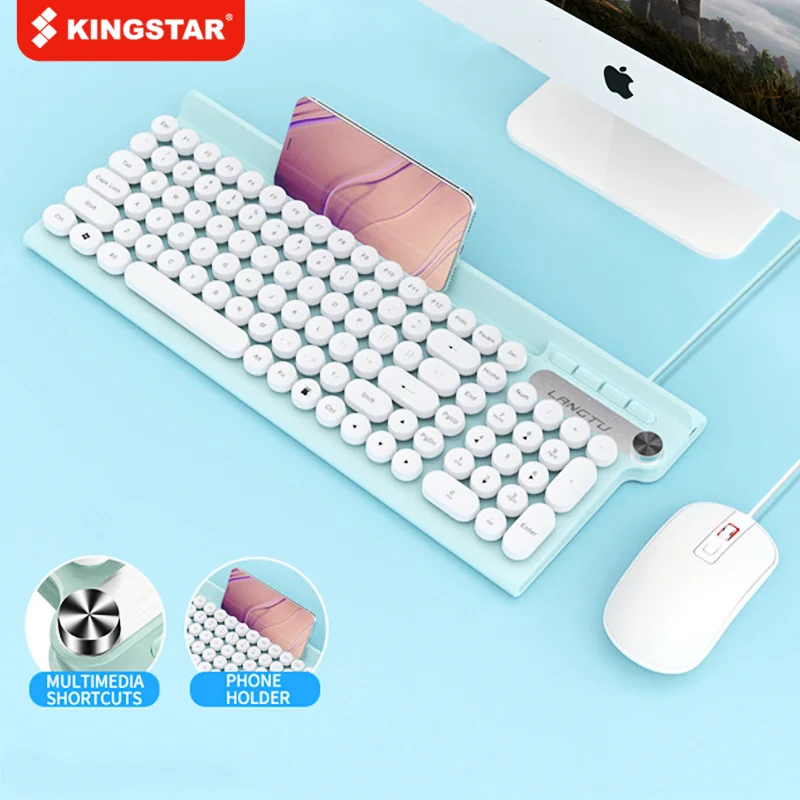 

KINGSTAR 102 Keys L3 Wired Keyboard High Quality ABS Computer PC Gaming Keyboard Waterproof for PC Laptop White/Pink/Black