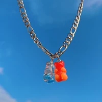 egirl aesthetic rainbow bear pendant necklace for women diy harajuku ins punk goth necklace 2000s fashion vintage friends gifts