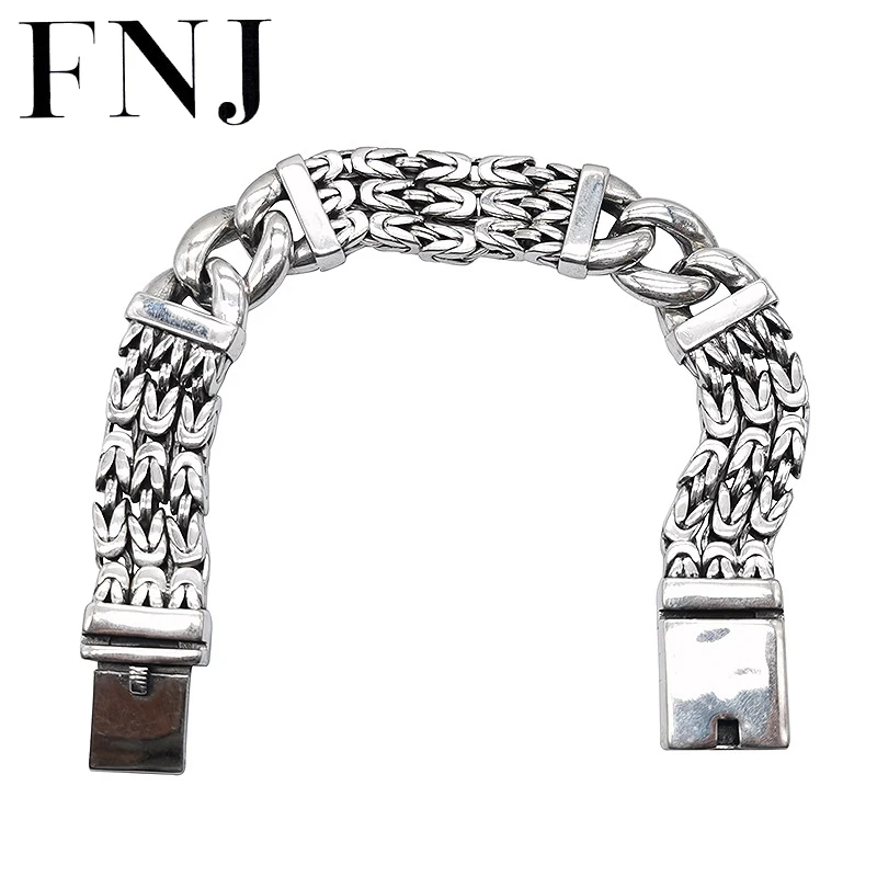 

Браслет FNJ для мальчика из серебра 925 пробы, 16 мм, 20 см, 22 см